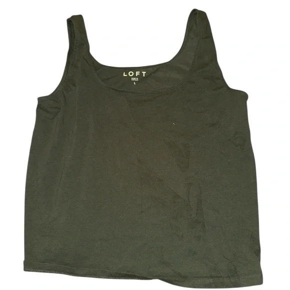 LOFT Forest Green Sleeveless Crop Tank Top - Picture 2 of 5